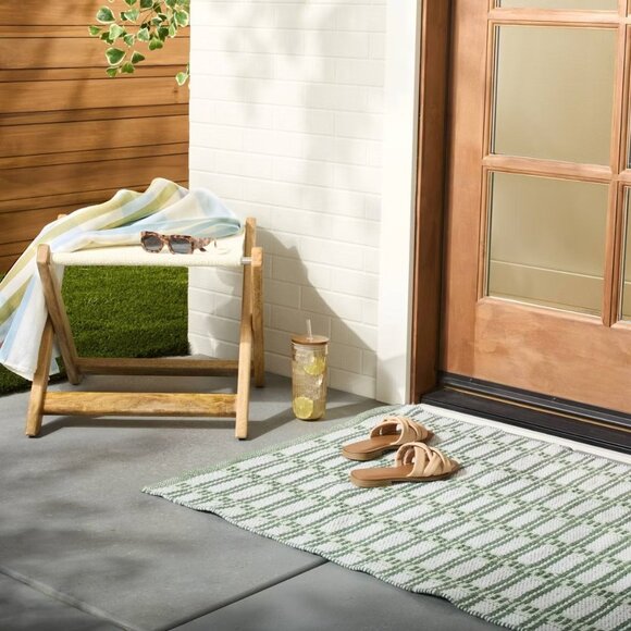 Foldable Outdoor Patio Stool Natural/Cream - Hearth & Hand Magnolia -Target 2025 - Picture 2 of 11